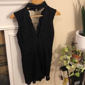 Lace Black Bebe Romper